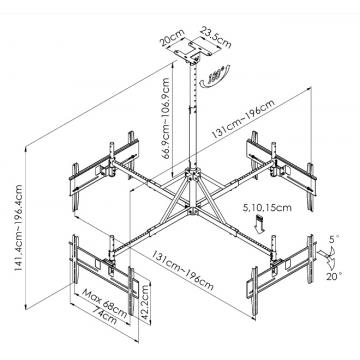 SOPORTE LCD DE TECHO CUADRUPLE CMC-026 ELIFE